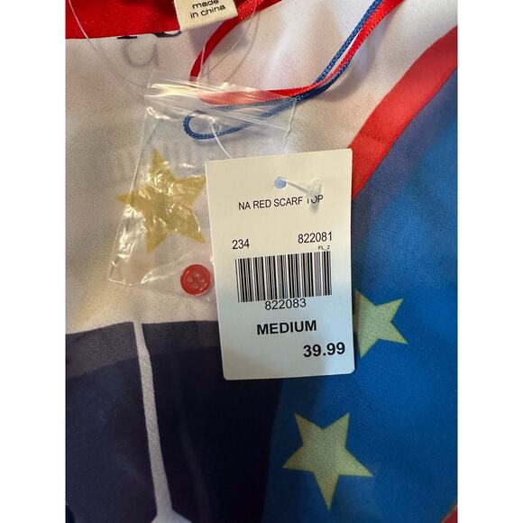 Cactus + Pearl Women's Size Medium Red Shirt w/Removable Fringed Nautical Scarf - Picture 6 of 6